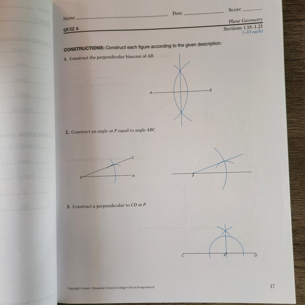 Abeka Plane Geometry Test and Quiz Key Teacher Answer Guide High School Math - Picture 5 of 6